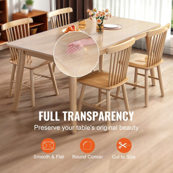 Clear Table Cover Protector 18x48-Inch/460x1232mm 1.5mm Thick PVC Plastic Tablecloth Waterproof for Writing Coffee Dining Tables - Image 5
