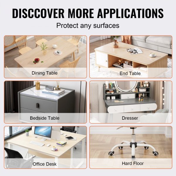 Clear Table Cover Protector 18x48-Inch/460x1232mm 1.5mm Thick PVC Plastic Tablecloth Waterproof for Writing Coffee Dining Tables - Image 6