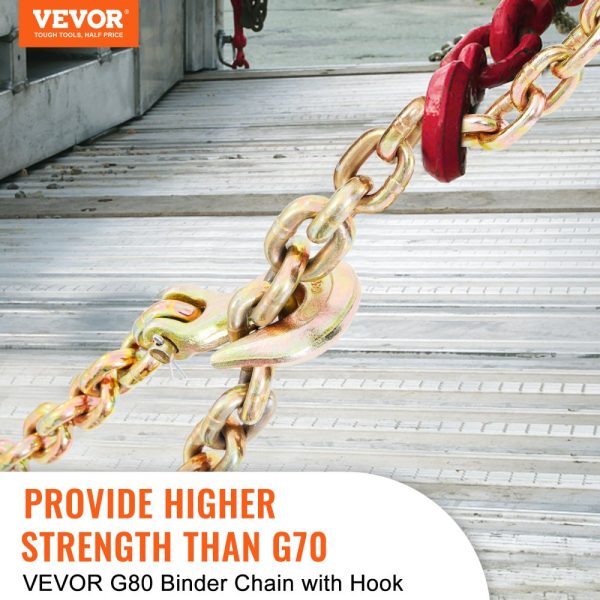 Transport Binder Chain 7100lbs WLL 3/8 x 20' G80 Galvanized Mn Steel DOT Certified 2-Pack for Dock Factory Construction Site Use - Image 2