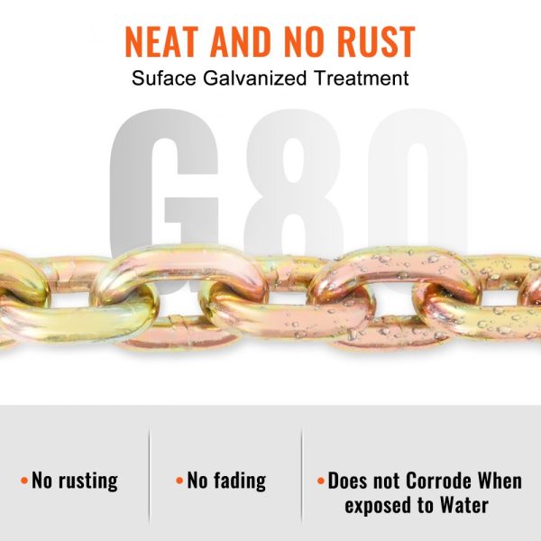 Transport Binder Chain 7100lbs WLL 3/8 x 20' G80 Galvanized Mn Steel DOT Certified 2-Pack for Dock Factory Construction Site Use - Image 4