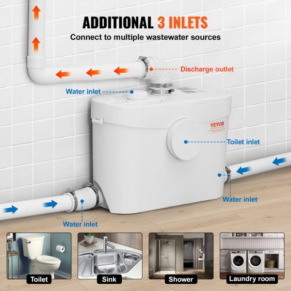 Macerating Toilet System with 700W Pump Upflush Toilet For Basement - Image 3