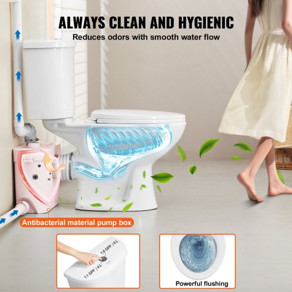 Macerating Toilet System with 700W Pump Upflush Toilet For Basement - Image 5