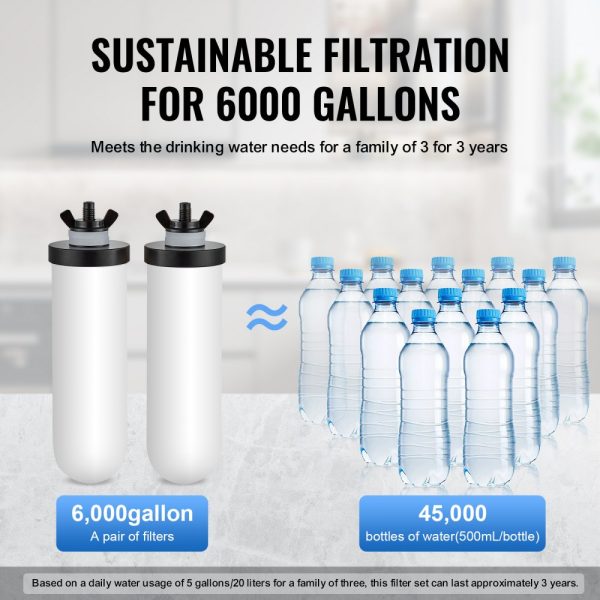 2.25G Gravity-fed Water Filter Countertop System Stainless Steel 2 Filters - Image 4