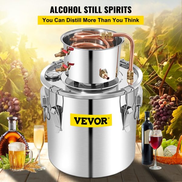 50L Alcohol Distillery Kit with Built-in Thermometer and Copper Tube, Stainless Steel for DIY Whiskey Making - Image 2