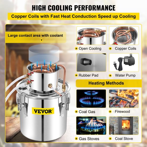 50L Alcohol Distillery Kit with Built-in Thermometer and Copper Tube, Stainless Steel for DIY Whiskey Making - Image 4