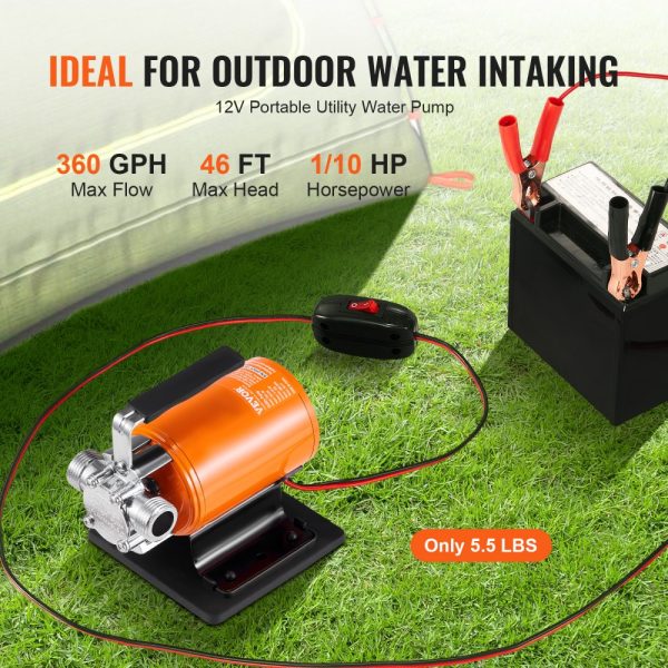 12V DC Water Transfer Pump 360 GPH 1/10HP 6ft Suction Hose Kit for Garden Pool Pond Aquarium - Image 2