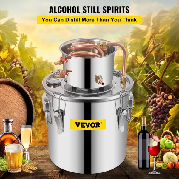 3 Gallon Distillery Setup with Circulating Pump, Copper Tube Design, Built-In Thermometer, and Stainless Steel Construction for DIY Alcohol Distilling - Image 2
