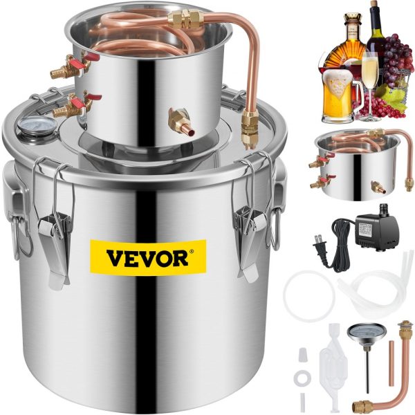 9.6Gal 38L Distillery Setup with Circulating Pump and Copper Tube, Stainless Steel Construction