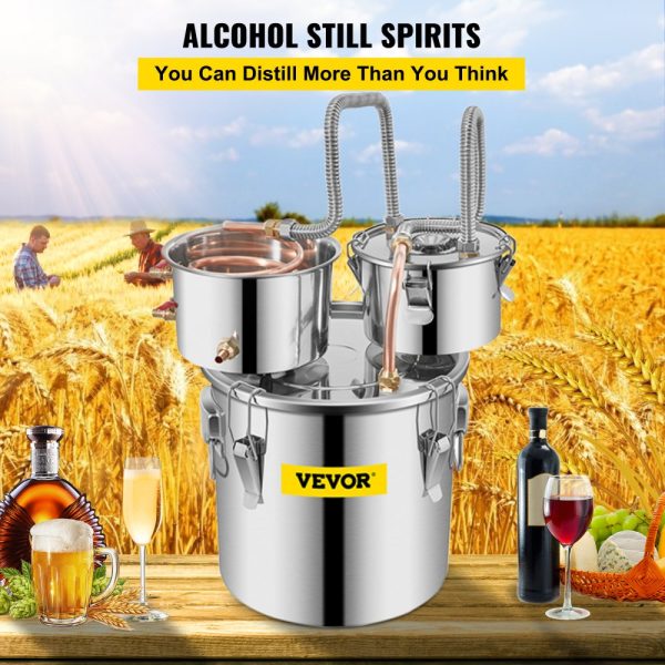8Gal Home Use Moonshine Still Brewing Stainless Steel Water Wine Alcohol Double Keg - Image 2