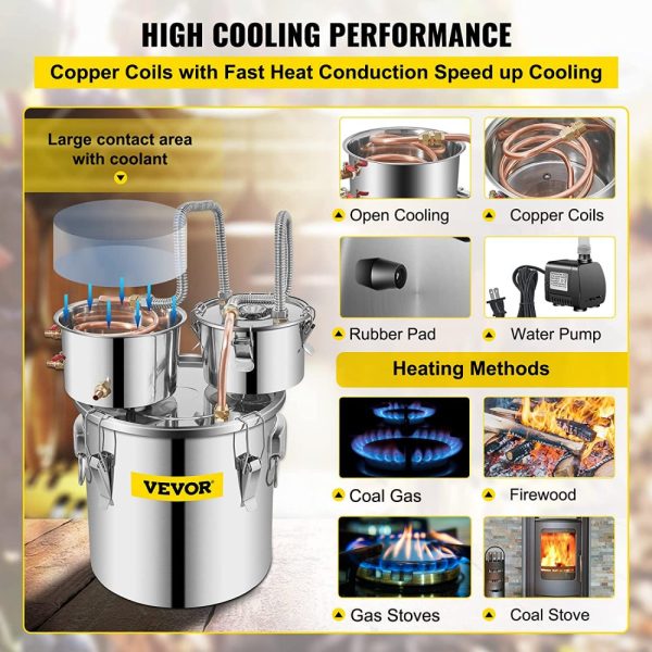 8Gal Home Use Moonshine Still Brewing Stainless Steel Water Wine Alcohol Double Keg - Image 4