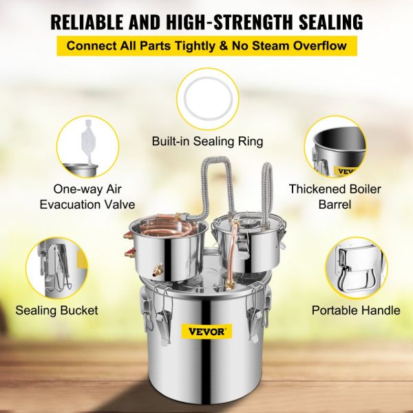 8Gal Home Use Moonshine Still Brewing Stainless Steel Water Wine Alcohol Double Keg - Image 6