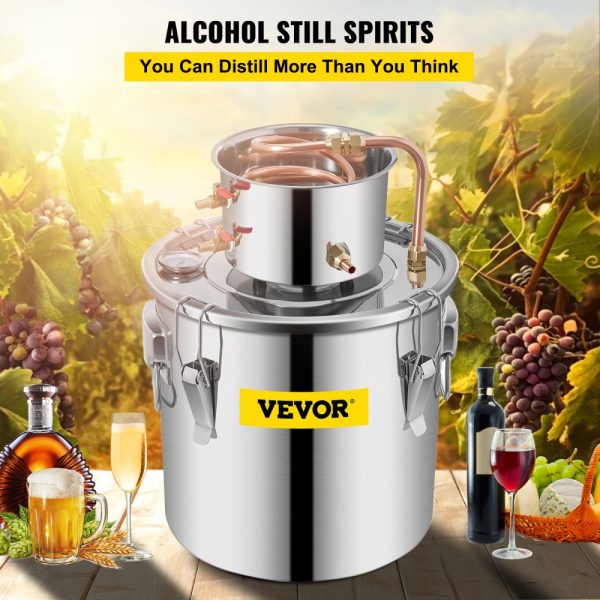 8Gal 30L Stainless Steel & Copper Alcohol Distiller with Built-in Thermometer for DIY Spirits - Image 2