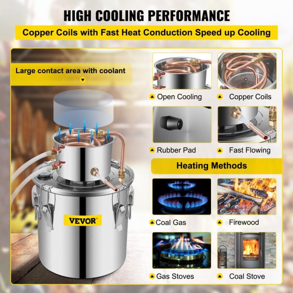 8Gal 30L Stainless Steel & Copper Alcohol Distiller with Built-in Thermometer for DIY Spirits - Image 4