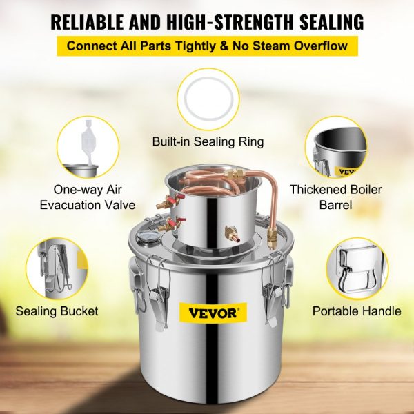 8Gal 30L Stainless Steel & Copper Alcohol Distiller with Built-in Thermometer for DIY Spirits - Image 6