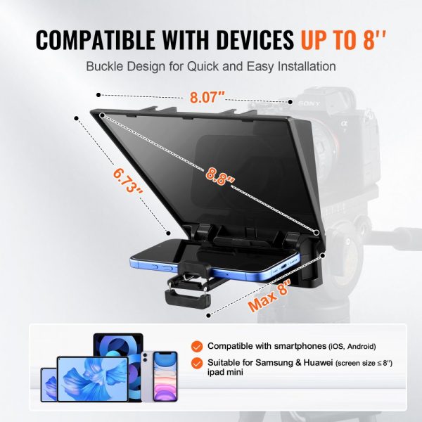 8'' Portable Teleprompter Remote for Webcam Smartphone Live Streaming - Image 3