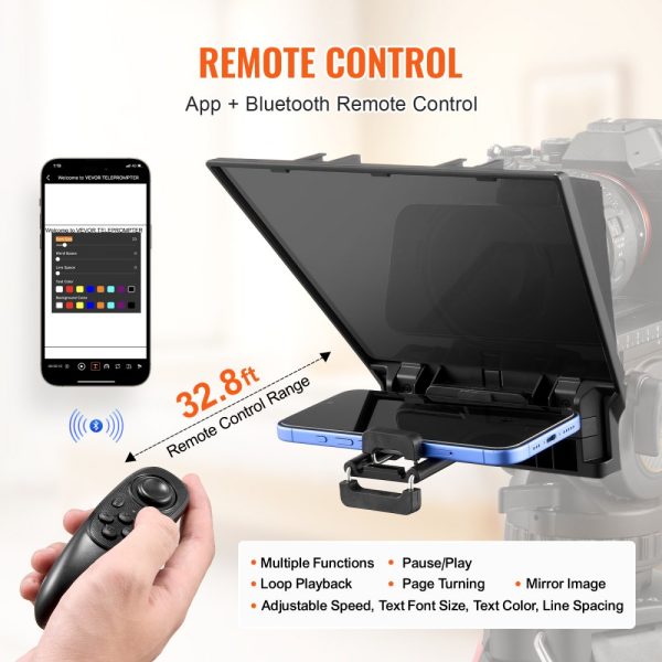 8'' Portable Teleprompter Remote for Webcam Smartphone Live Streaming - Image 4