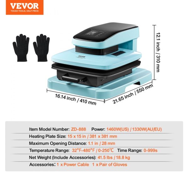 Auto Heat Press Machine 15x15in Smart T-Shirt Press with Even Heating for Sublimation and Vinyl Transfers - Image 7