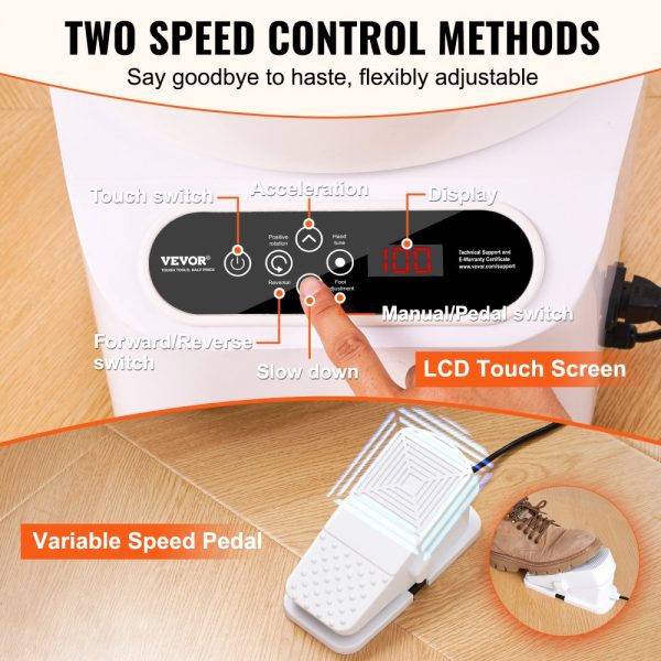 Professional Ceramic Pottery Wheel 11-Inch 450W Electric with Shaping Tools for DIY Art Craft and LCD Touch Screen Foot Pedal Control White - Image 4