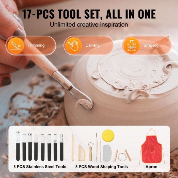 Professional Ceramic Pottery Wheel 11-Inch 450W Electric with Shaping Tools for DIY Art Craft and LCD Touch Screen Foot Pedal Control White - Image 7