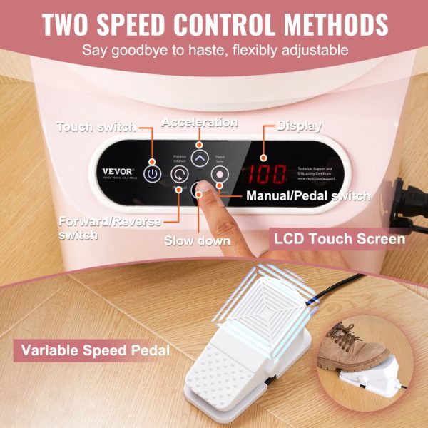 11 Inch Electric Pottery Wheel with 450W Motor, Foot Pedal, LCD Touch Screen, Direct Drive Ceramic Wheel for DIY Art, Pink - Image 4
