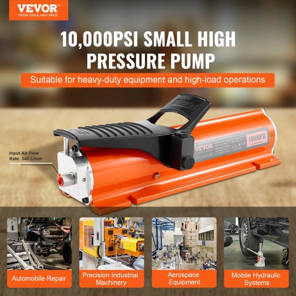10,000 PSI Air Hydraulic Pump with 0.18 Gal Reservoir, 3/8 NPT Oil Outlet, 1/4 NPT Inlet, Metal Shell Treadle Foot Pump for Industrial Machinery & Aerospace Equipment - Image 2