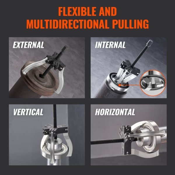 Gear Puller Kit with 3 and 7 Sizes, 3 Jaw Design for Removing Gear Bearings, Flywheels, Pulleys. Reversible Jaws for Vertical and Horizontal Use, Internal and External Applications. 2-Piece Set - Image 4