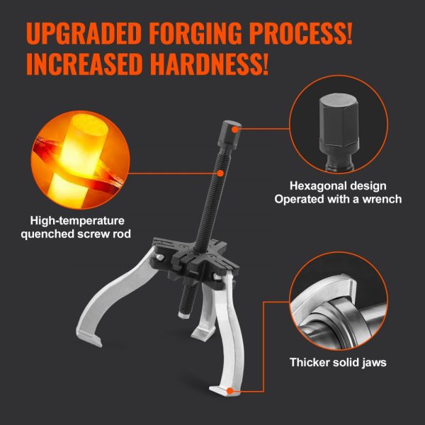Gear Puller Kit with 3 and 7 Sizes, 3 Jaw Design for Removing Gear Bearings, Flywheels, Pulleys. Reversible Jaws for Vertical and Horizontal Use, Internal and External Applications. 2-Piece Set - Image 5