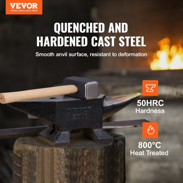 Single Horn Anvil 22 lbs Cast Steel Rugged High Hardness Stable Base Large Countertop Round and Square Holes Bending and Shaping Tool - Image 2