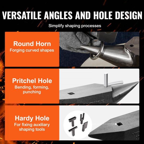 Single Horn Anvil 22 lbs Cast Steel Rugged High Hardness Stable Base Large Countertop Round and Square Holes Bending and Shaping Tool - Image 4