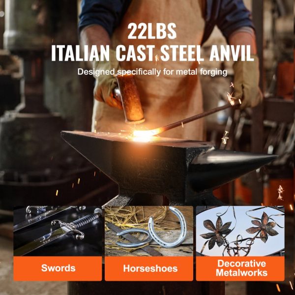 Single Horn Anvil 22 lbs Cast Steel Rugged High Hardness Stable Base Large Countertop Round and Square Holes Bending and Shaping Tool - Image 6