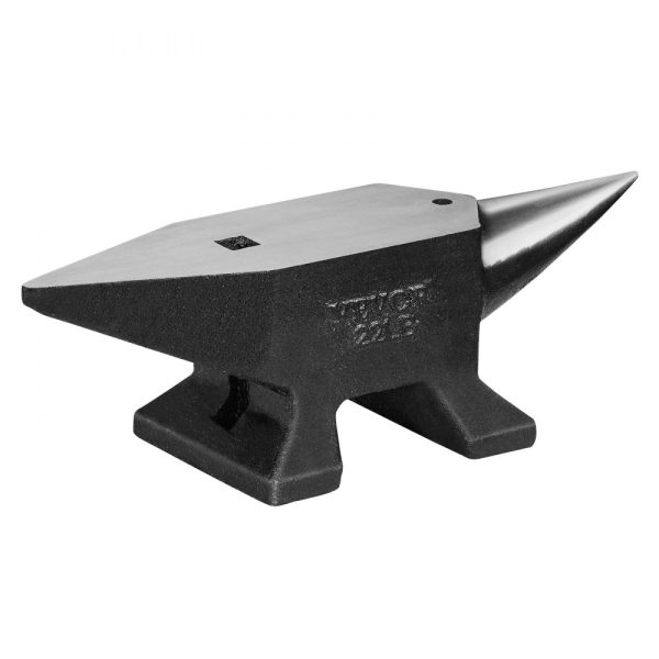 Single Horn Anvil 22 lbs Cast Steel Rugged High Hardness Stable Base Large Countertop Round and Square Holes Bending and Shaping Tool