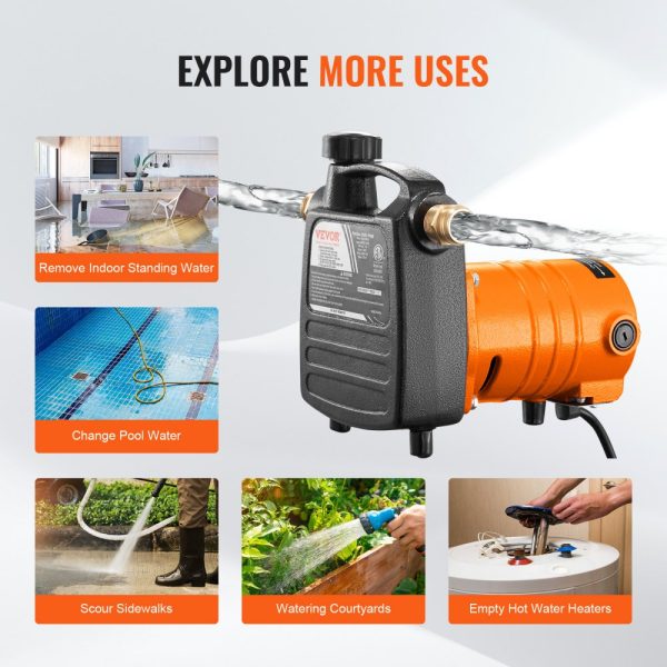 Cast Iron Water Transfer Pump 115V 1600 GPH 1/2 HP Portable Electric Utility Pump for Garden Pool Pond - Image 6