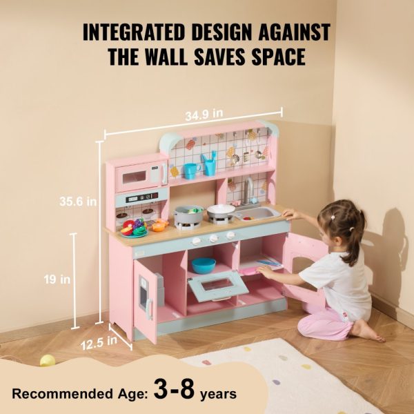 Christmas Gift!  Kitchen Playset Kids Pretend Cooking Play Toy 24 Piece Accessories Pink - Image 3