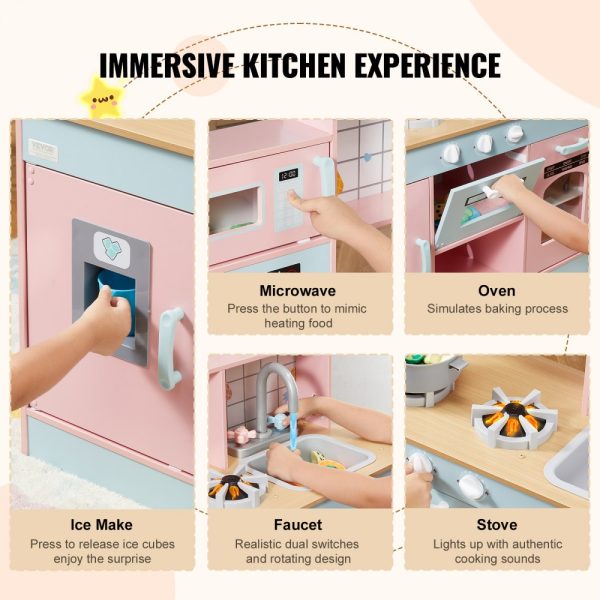 Christmas Gift!  Kitchen Playset Kids Pretend Cooking Play Toy 24 Piece Accessories Pink - Image 5