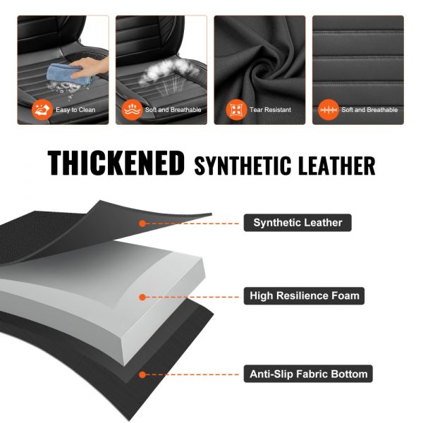 Universal Car Seat Covers Full Set with Front & Rear Seats 9-Piece Faux Leather Semi-Enclosed Design Detachable Headrest & Airbag Compatible for Most Cars SUVs & Trucks - Image 4