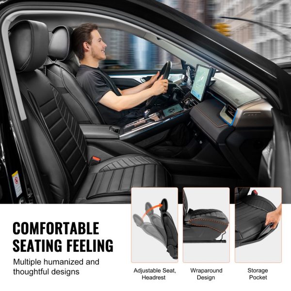 Universal Car Seat Covers Full Set with Front & Rear Seats 9-Piece Faux Leather Semi-Enclosed Design Detachable Headrest & Airbag Compatible for Most Cars SUVs & Trucks - Image 7
