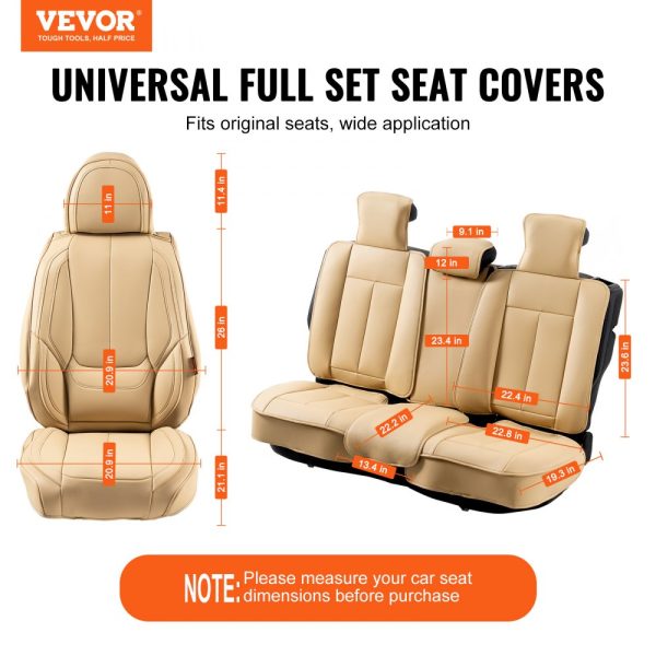 13pc Faux Leather Car Seat Covers Full Set, Front & Rear, Detachable Headrest, Airbag Compatible, Most Cars, SUVs, Trucks - Image 2