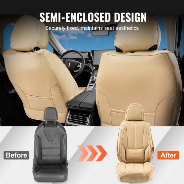 13pc Faux Leather Car Seat Covers Full Set, Front & Rear, Detachable Headrest, Airbag Compatible, Most Cars, SUVs, Trucks - Image 3