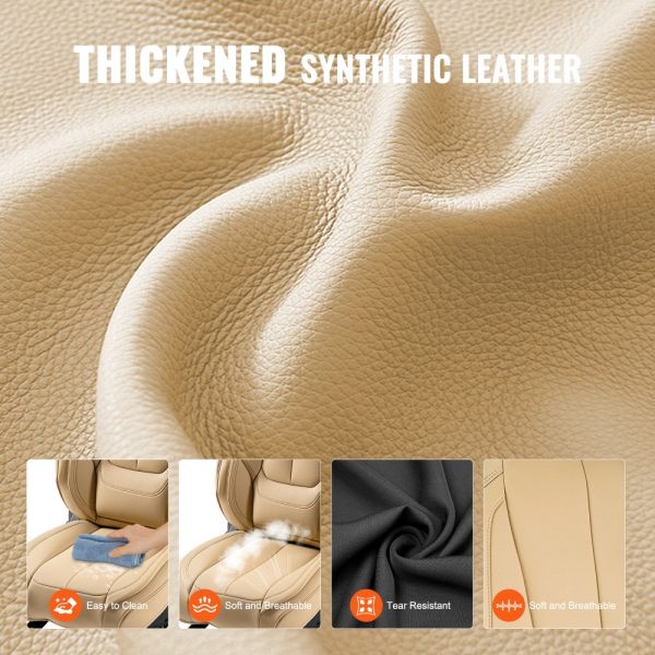13pc Faux Leather Car Seat Covers Full Set, Front & Rear, Detachable Headrest, Airbag Compatible, Most Cars, SUVs, Trucks - Image 4