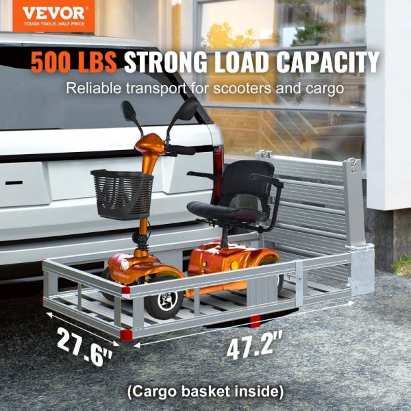 Aluminum Hitch Cargo Rack with Folding Ramp, 45.3x25.6 inches, 500LB Mobility Scooter Carrier, 2 Hitch Receiver - Image 2