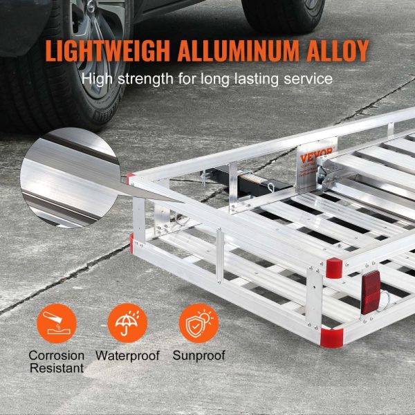 Aluminum Hitch Cargo Rack with Folding Ramp, 45.3x25.6 inches, 500LB Mobility Scooter Carrier, 2 Hitch Receiver - Image 6