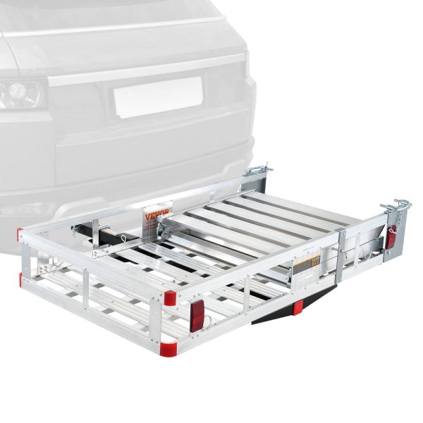 Aluminum Hitch Cargo Rack with Folding Ramp, 45.3x25.6 inches, 500LB Mobility Scooter Carrier, 2 Hitch Receiver