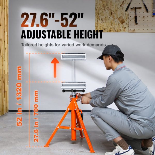 Roller Stand 2500 LBS Load 27.6"-52" Height Adjustable 45# Steel Foldable - Image 3