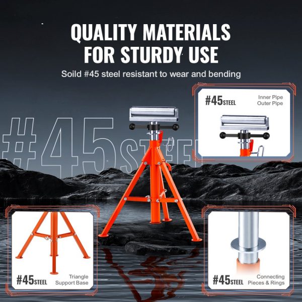 Roller Stand 2500 LBS Load 27.6"-52" Height Adjustable 45# Steel Foldable - Image 5