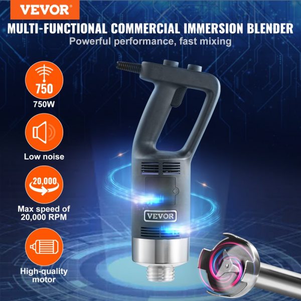 Commercial Grade Immersion Blender 750W 12-Inch Heavy Duty Variable Speed Control with 304 Stainless Steel Blade for Multi-Purpose Use - Image 2