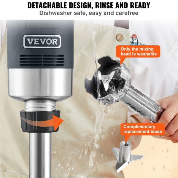 Commercial Grade Immersion Blender 750W 12-Inch Heavy Duty Variable Speed Control with 304 Stainless Steel Blade for Multi-Purpose Use - Image 3