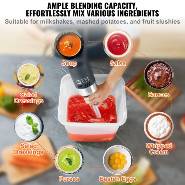 Commercial Grade Immersion Blender 750W 12-Inch Heavy Duty Variable Speed Control with 304 Stainless Steel Blade for Multi-Purpose Use - Image 5