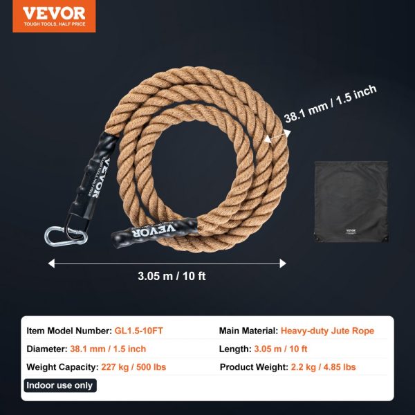 1.5"x10FT Gym Climbing Rope Fitness Strength Training Rope Home Exercise - Image 7