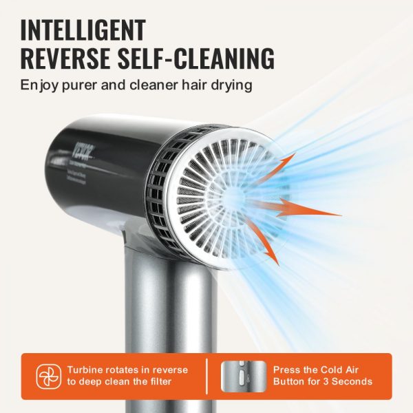 Professional Blow Dryer with 3 Million Negative Ions 98000 RPM Brushless Motor 3 Heat Settings and 3 Speeds Lightweight Salon Style Design with Nozzles and Diffuser for Home or Travel - Image 4