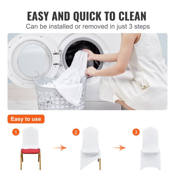 Elastic Spandex Folding Chair Covers - 150 White Pieces for Weddings, Holidays, Banquets, Parties, and Celebrations - Image 4